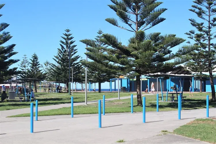 Picnic tables and facilities at MAroubra Beach, Sydney, Australia.