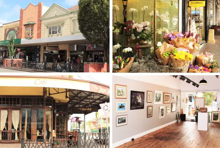Shops and art galleries in Katoomba.