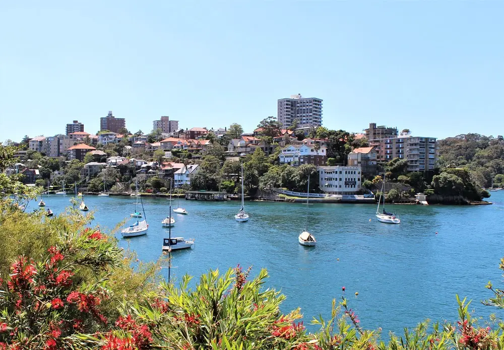 Pretty water and houses at Mosman Bay, a lovely Sydney suburb.