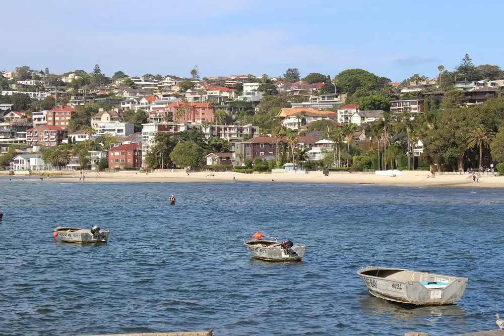 Houses overlooking the beach in Rose Bay, Eastern Suburbs, Sydney.