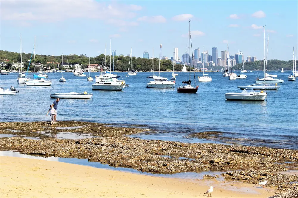 Sydney skyline viewed across the water at Watsons Bay.