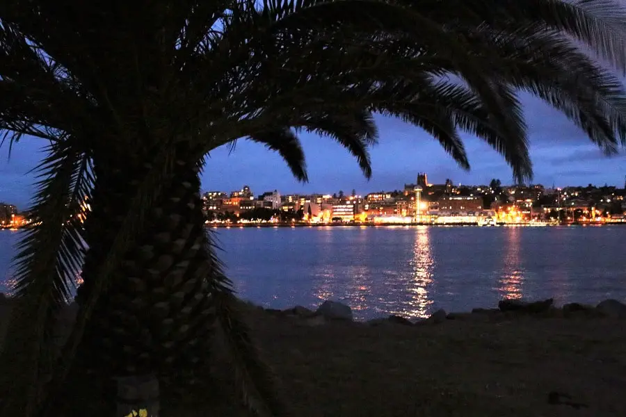 Looking across to Newcastle CBD at night from Stockton foreshore.