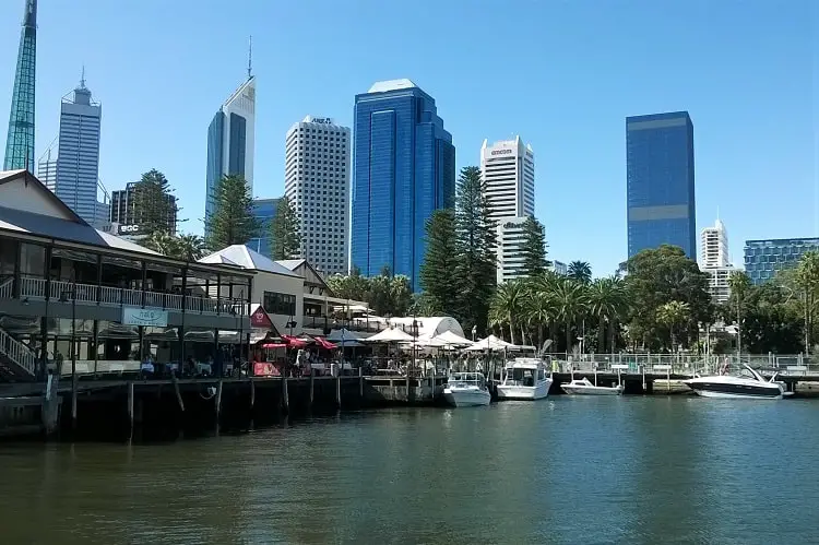Perth skyline viewed from the Swan River.