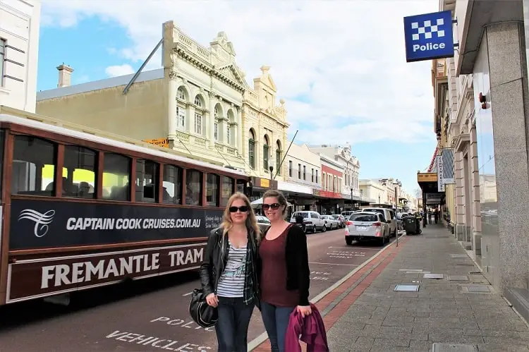 Backpackers exploring Fremantle on a day trip from Perth.
