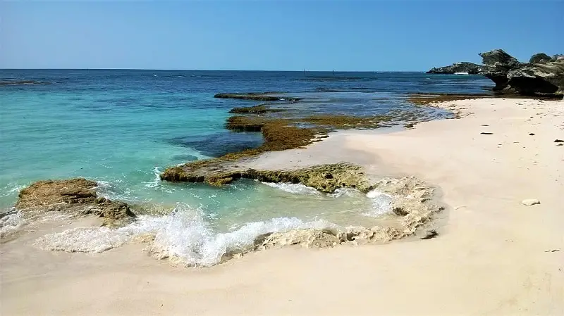 Water gushing up at Little Parakeet Bay on Rottnest Island near Perth.