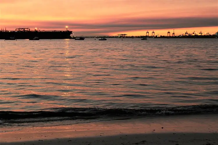 Beautiful orange sunset in Kurnell, Sydney, Australia.