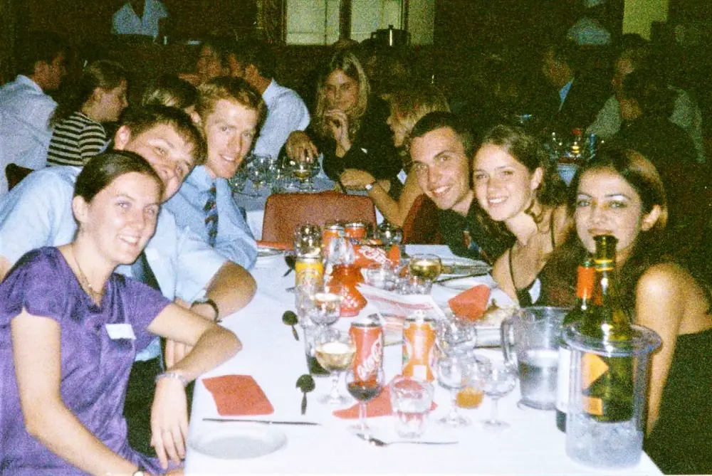 A group of international students at a special welcome dinner at Union College, UQ, Australia.