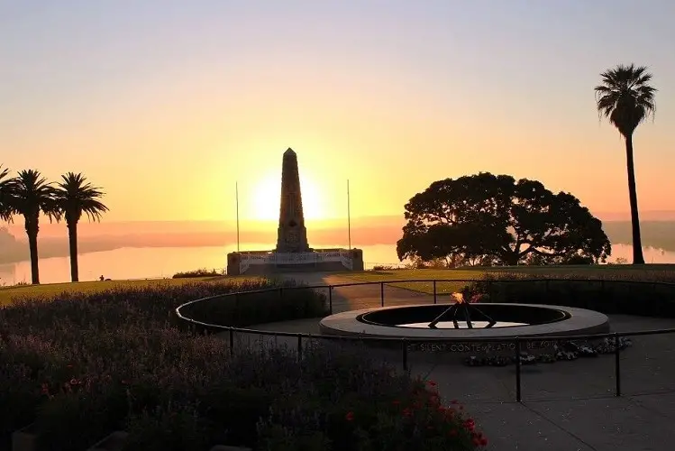 Sunrise over the Swan River viewed from Kings Park, a top attraction in Perth.