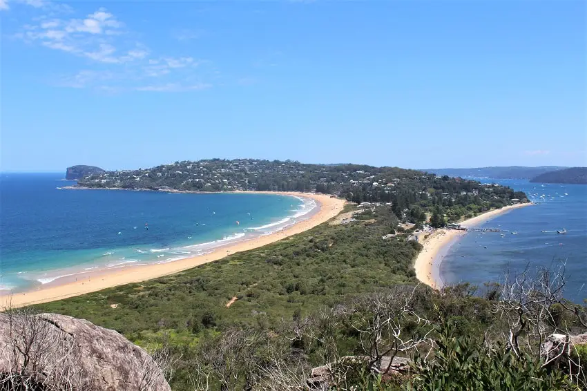 The view of Palm Beach and Pittwater from Barrenjoey Lighthouse. Palm Beach is a top day trip from Sydney.