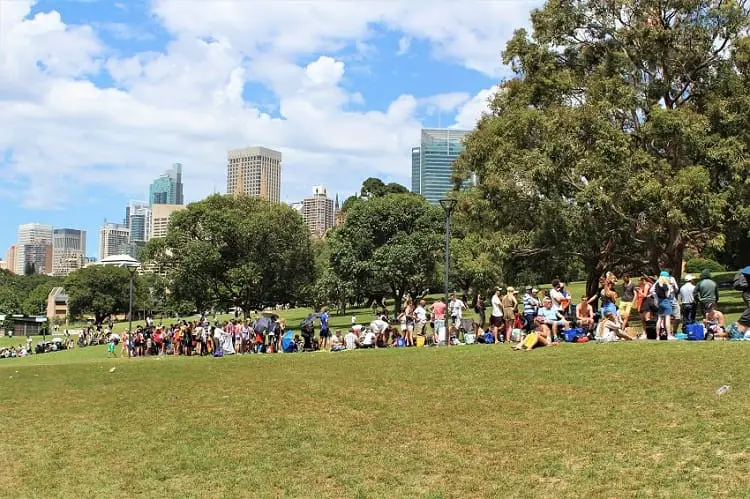 Crowds at Royal Botanic Garden, Sydney.