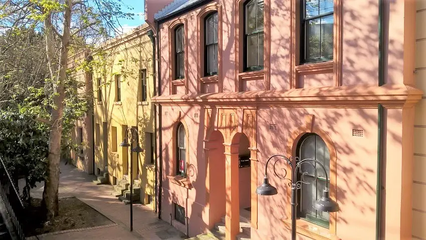 Colourful old houses at The Rocks in Sydney.