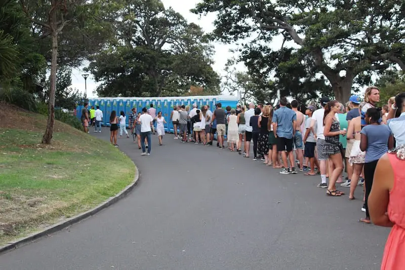 Huge queue for toilets at Sydney New Year fireworks.