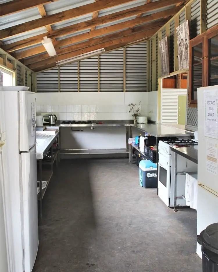 Inside the communal camp kitchen at RAC Margaret River campsite.