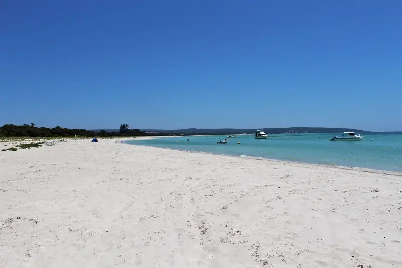 Dunsborough Beach in Western Australia on a beautiful clear day.