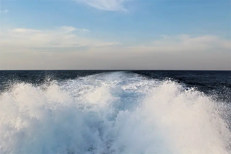 Spray off the back of a boat in Western Australia.