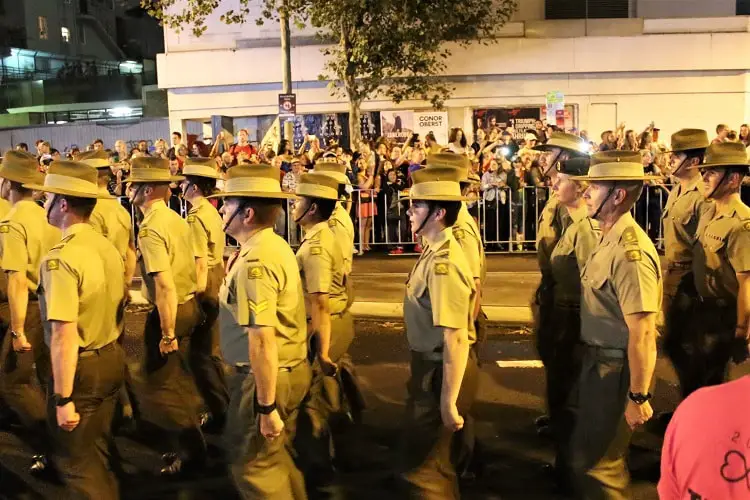 Australian services marching in Sydney Mardi Gras Parade.