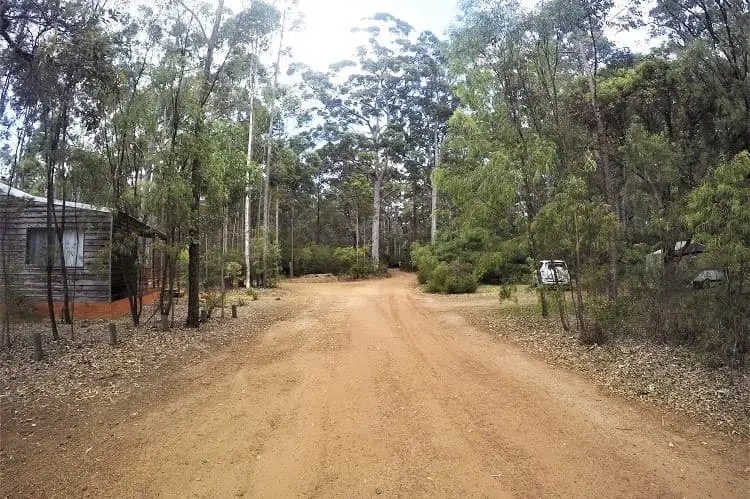 Driveway to RAC camping ground in Western Australia.