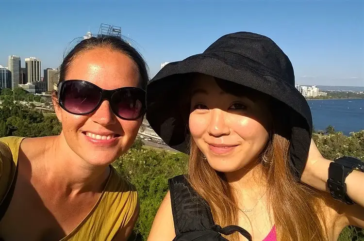 Two backpacker girls in Perth, Australia.