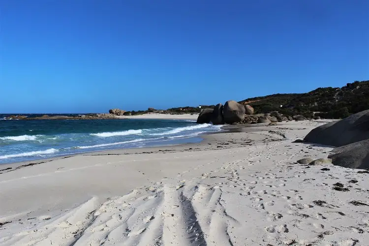 White sand and boulders at Betty's Beach, WA.