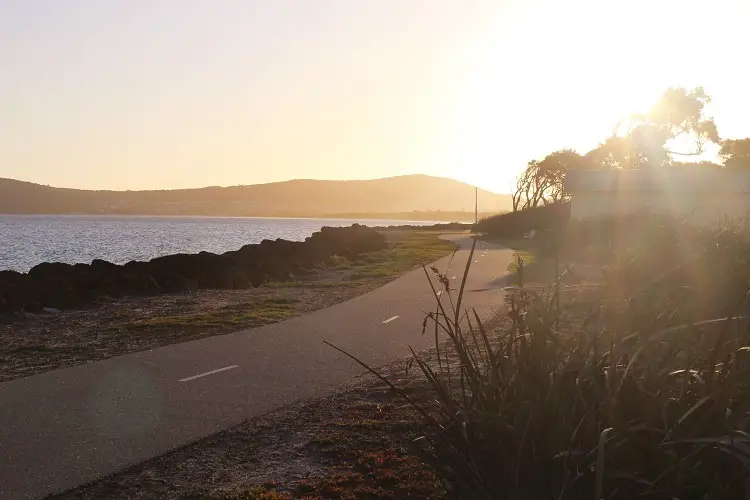 Coastal walking track at sunset at Emu Point in Albany Western Australia.