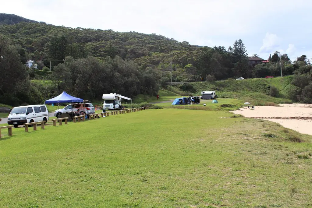 Camping area behind Coledale Beach, Wollongong.