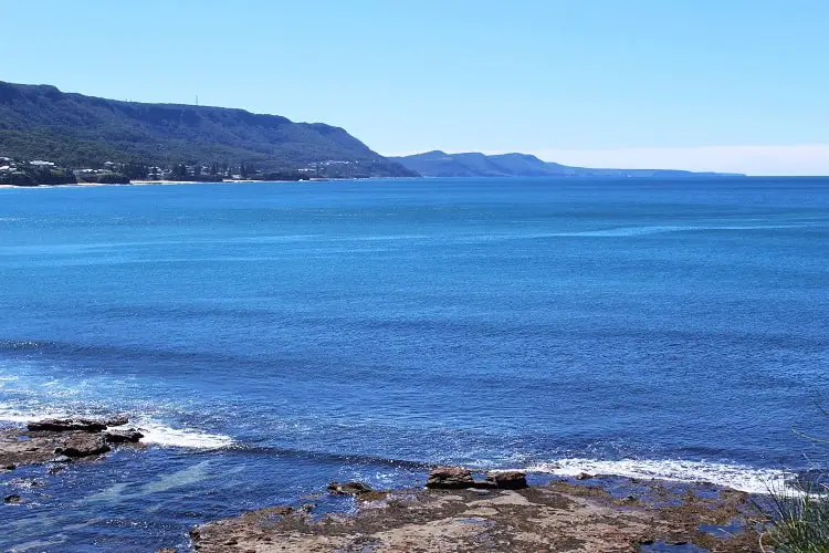 Lots of ocean and the Illawarra escarpment looking north up the Wollongong coastline from Sandon Point.