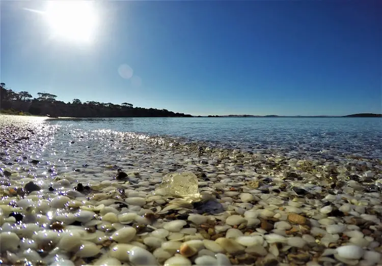 Clear water and shells in Lincoln National Park, Port Lincoln, South Australia.