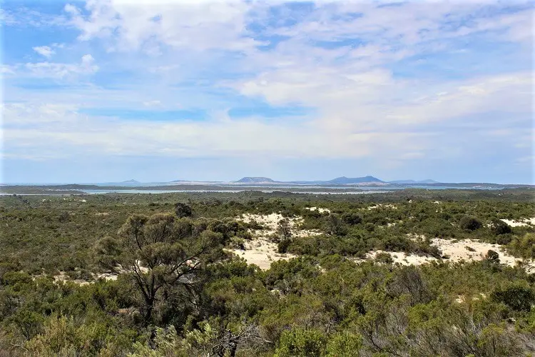 Views across Coffin Bay National Park from Templetonia lookout in Australia.