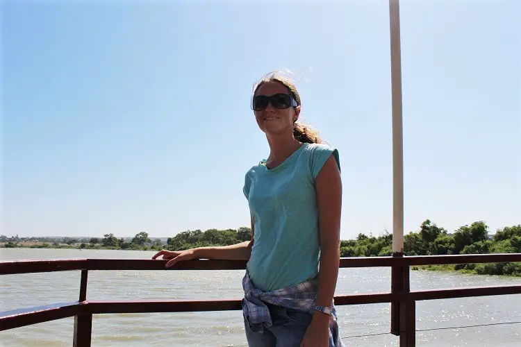 Tourist on a Captain Proud Murray River paddle boat cruise in South Australia.