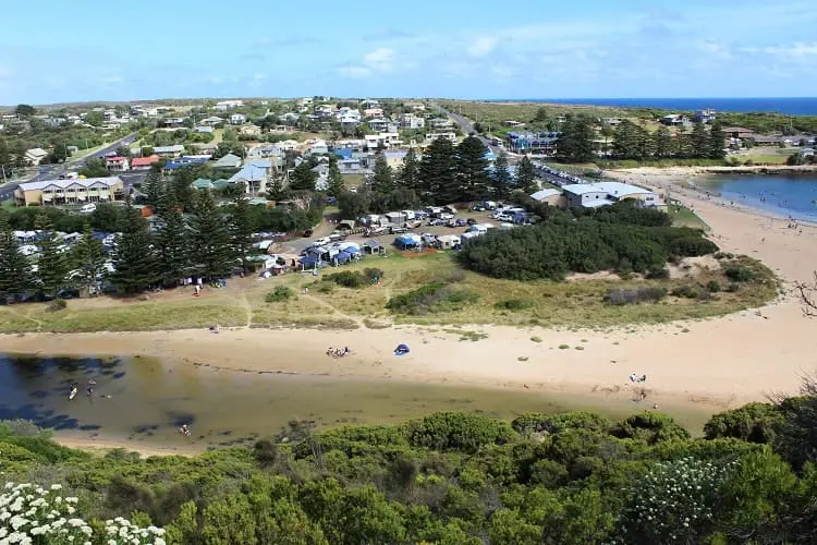 Port Campbell viewed from a lookout in Victoria.