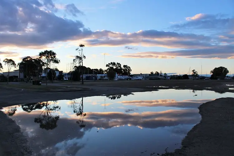 Beautiful sunset reflections at Paynesville in East Gippsland, Victoria near Melbourne. 