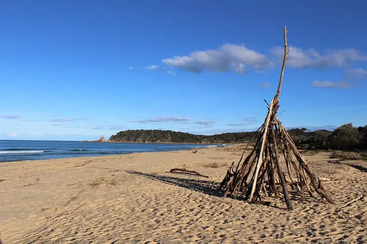 Cuttagee Beach next to Cuttagee Lake on the Sapphire Coast drive NSW.