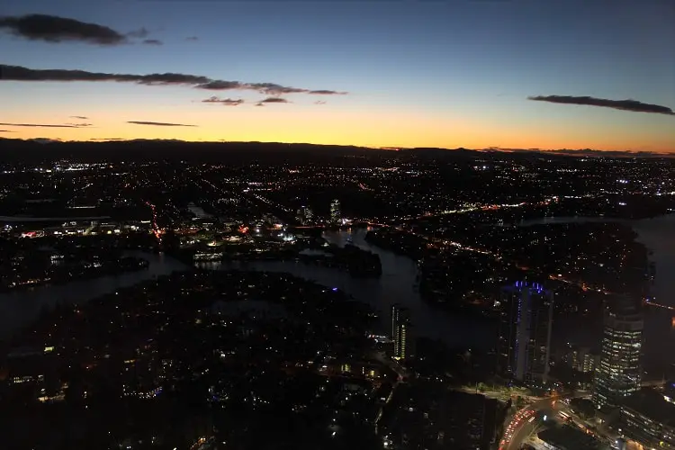 The Gold Coast at night viewed from SkyPoint Observation Deck.