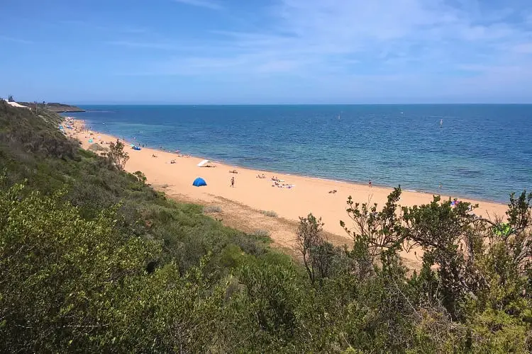 Black Rock Beach on a hot summer's day in Melbourne.