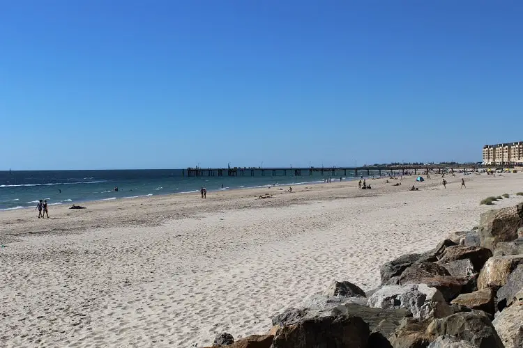 Popular Glenelg Beach in Adelaide.