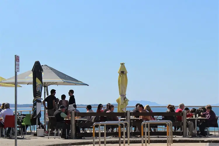 Beachside dining in Forster.