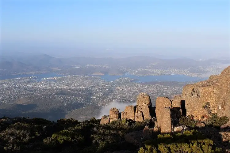 Beautiful view of Hobart from Mount Wellington.