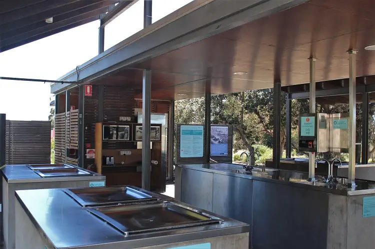 Camping kitchen facilities at Cockatoo Island, Sydney Australia.