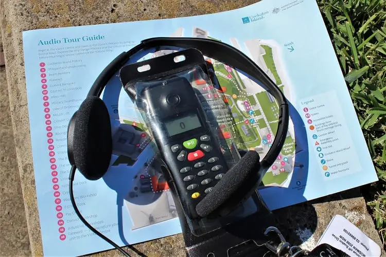 Headset and map for the Cockatoo Island audio tour.