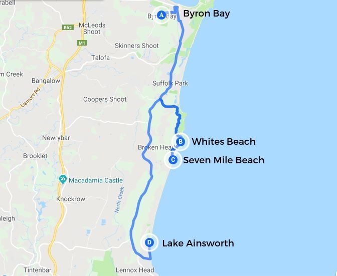 Byron Bay region map Australia.