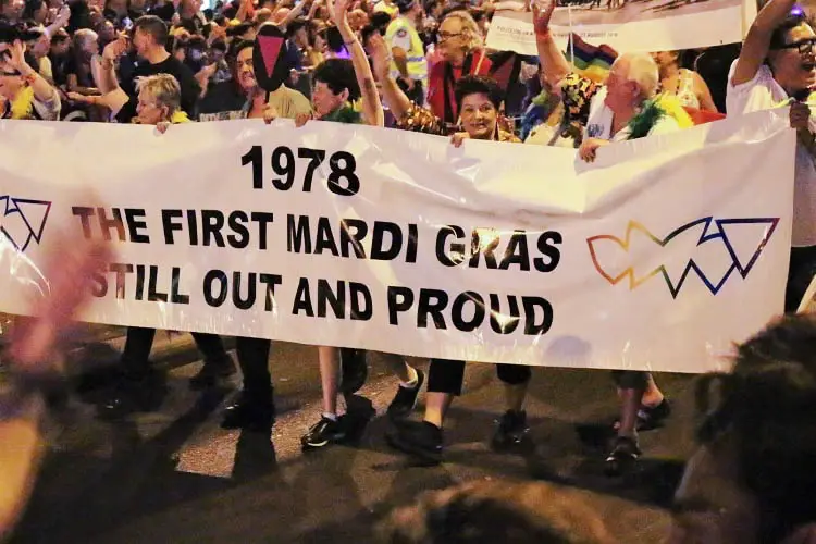 Original 1978 Mardi Gras supporters in Sydney.