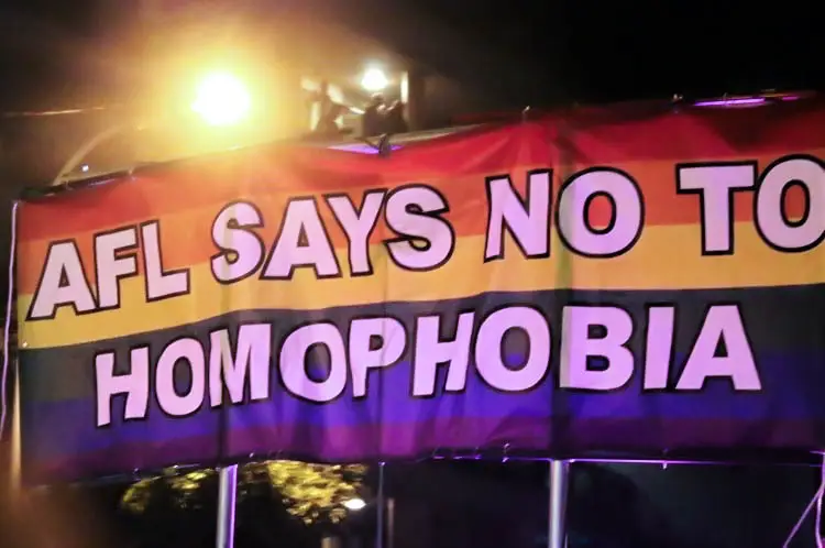 AFL banner of support at Sydney Mardi Gras parade.