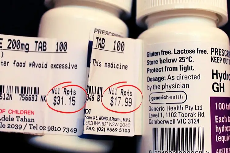 Showing the different costs of the same prescription medications at different chemists in Australia.