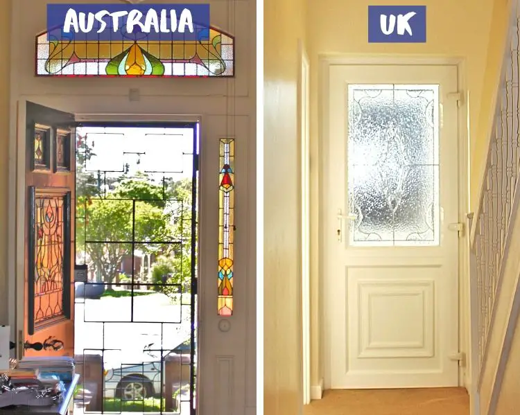 Front door and screen door in an Australian home vs UK.