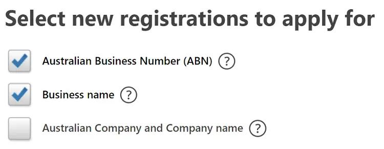 Screenshot of ABN registration in Australia.