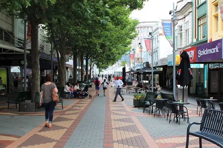 Busy high street in Hobart CBD, Australia.