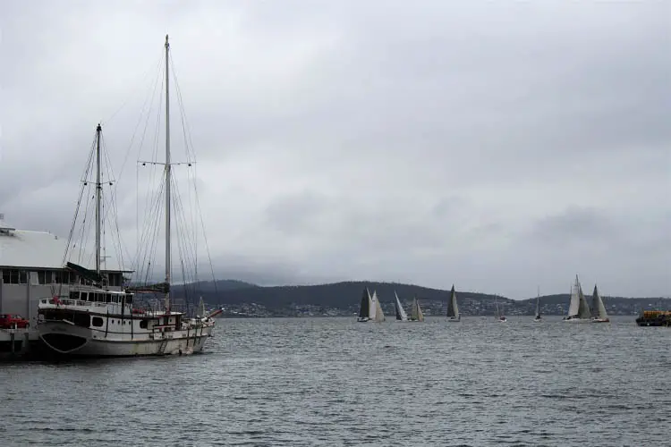 Sailing boats on the River Derwent in Hobart, Tasmania.