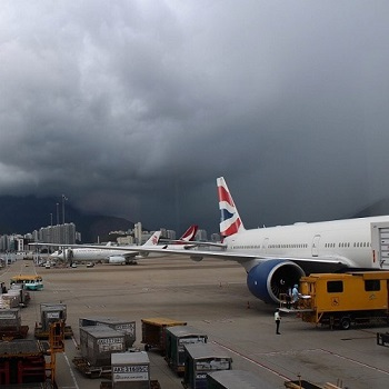 Aeroplane at Hong Kong airport.