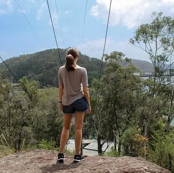 Woman hiking on Dangar Island.