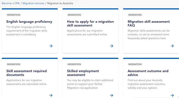 CPA requirements for skilled migration to Australia through accounting.